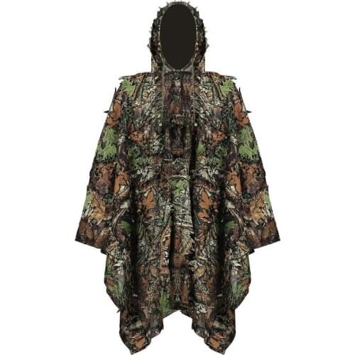 Tactical 3D Jungle Forest Hunting Clothes Outdoor Leaf Woodland Camouflage Cloak Military Ghillie Suit For Airsoft War Game