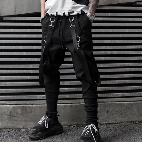 Techwear Streetwear Black Men Many Detachable High Street Jogger Pants