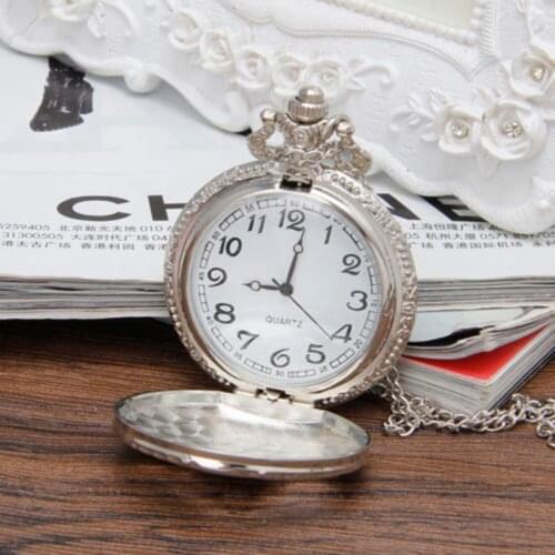Vintage Steam Train Antique Chain Quartz Locomotive Pendant Pocket Watch Gift