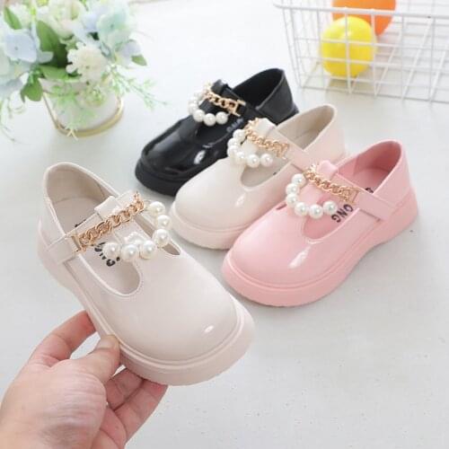 Kids High Heel Shoes Girls Leather Shoes Butterfly-knot Casual Pink Glitter Children 2021 Girls Shoes Mary Janes Sandals E031871