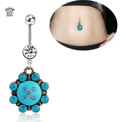 Hot Sale Retro Woman Retro Natural Belly Button Navel Bar Ring Body Piercing Barbell Mothers Day Gift