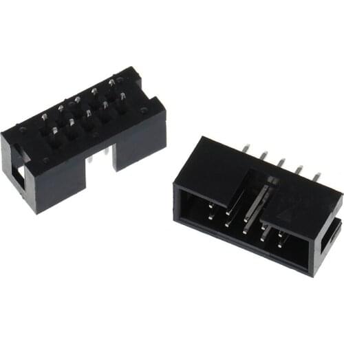 YAM 10 Pcs DC3 10 Pin 2x5 Pin Double Row 2.54mm Pitch Straight Pin Male IDC Box Header Connector deng