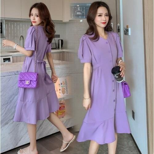2008# Nursing Maternity Clothing Loose Stylish Solid Color Dress for Pregnant Women Pregnancy Nursing Dress