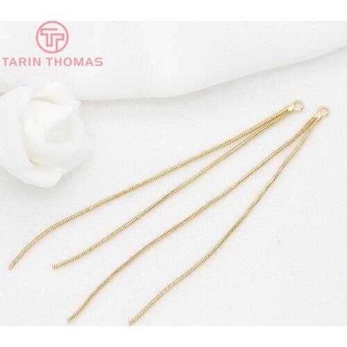 4PCS Length 80MM Hole 2MM 24K Gold Color Brass Box Chain Earrings Tassel High Quality DIY Jewelry Making Findings Accessories