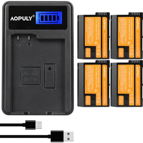 AOPULY EN-EL15 ENEL15 EL15 battery + LCD USB Dual Charger for Nikon D600 D800 D800E D7000 D7100 V1 D810 D610 D750 MB-D14 Camera