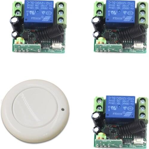 DC 12V Wireless Remote Control Switch Radio Light Switch 3 Mini Receiver + Transmitter Learning Code