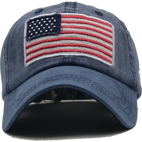 Baseball Cap Retro Washed American Flag Letter Embroidered Cotton Hat Headwear Outdoor Sports Wear