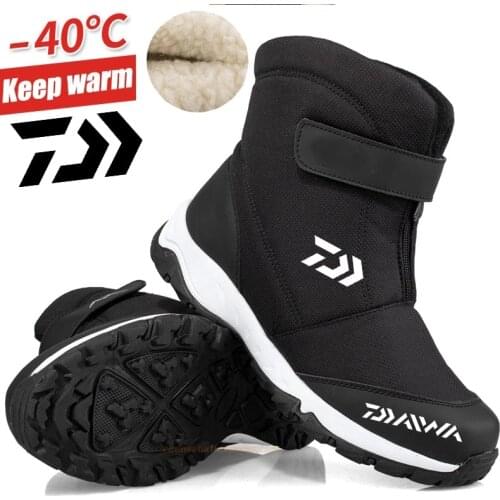 Daiwa Winter High Boots for Man Outdoor Travel Snow Boots Zipper Non-slip Cotton Fishing Plus Velvet Keep Warm Casual Shoes