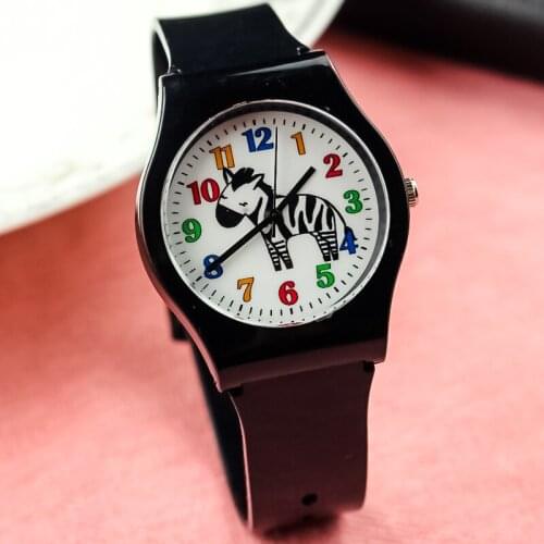 NAZEYT for mini womans fashion analog watch middle student lovely annimals Zebra pattern wristwatch silicone gift ladies watch