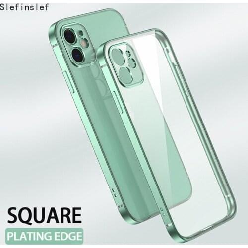 Classic Square Plating Frame Protection Soft Phone Case For iPhone 11 Pro XS Max X XR 6 6S 7 8 Plus SE 2 Ultra Thin Clear Cover