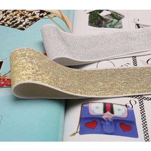 Silver White Gold White Elastic Stretch Webbing Ribbon Tape Band Belt Applique Sewing Supplies for Cloth Strap Hairband