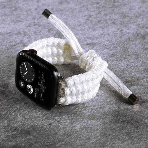 Nylon Rope Stretchable Strap for Apple Watch 6 SE Band 44mm 40mm 42mm 38mm for iWatch Series 6 5 4 3 Survival Outdoor Bracelet