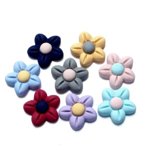 30Pcs Mixed Resin Flower 17mm Cabochon Flatback Decoration Crafts Embellishments For Scrapbooking Diy Accessories