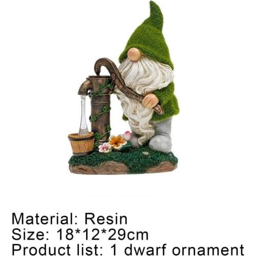 Dwarf Decoration Weather Resistance Hand-Crafted Multi-color Solar Lighted Garden Dwarf Statue for Balcony Solar Battery Resin