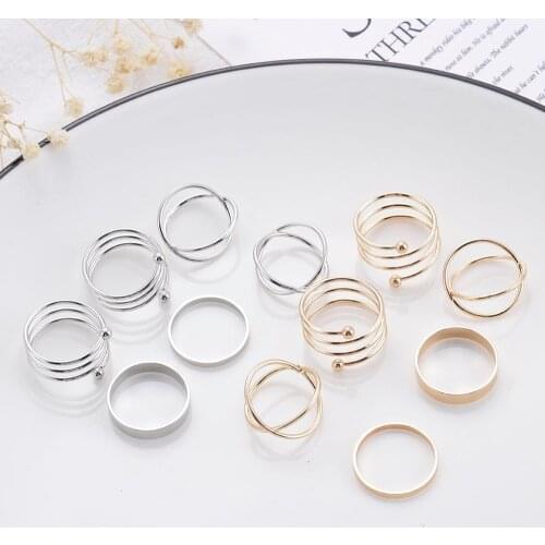 Multi Layer Hiphoop Ring Simple Design Anillos Vintage Gold Color Joint Rings Sets for Women Punk Jewelry Version Goth Mujer