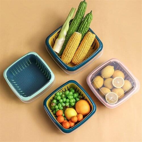 Fruit Vegetable Drain Box Moisture-Proof Leaking Net General Countertop Refrigerated Household Fruit Basket Cleaning Tool