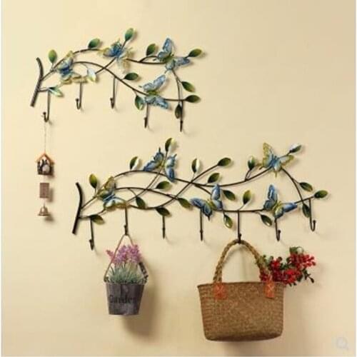 Creative European style iron leaf clothes hook, key hook, decorative hook, wall coat rack, wall clothes hanger