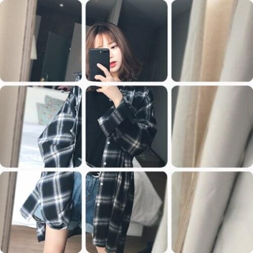 Mid-length autumn and winter female students Korean casual loose big shirt class uniform jacket women