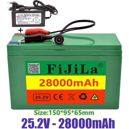 Batterie Lithium-ion 6s3p 24V 28ah 18650, 25.2v 28000mAh pour velo electrique, avec chargeur