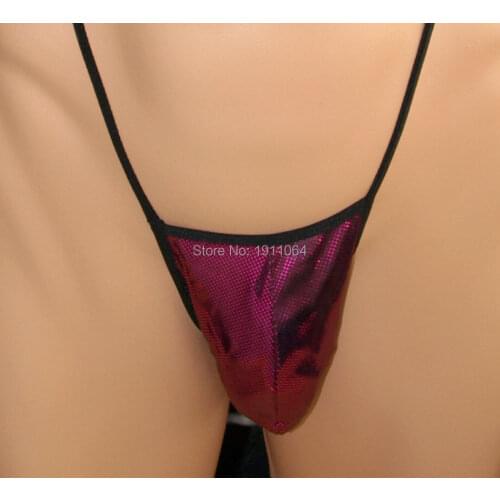 Mens String Posing Pouch Metallic Dots Printed Purple T3366