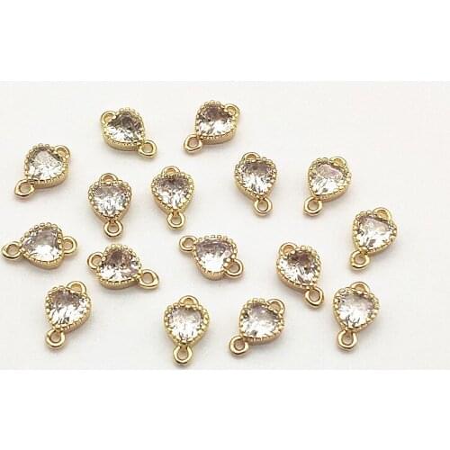 New Arrival! 10x6mm 100pcs Cubic Zirconia Heart Connector for Handmade Necklace/Earring DIY Parts,Jewelry Accessories Findings