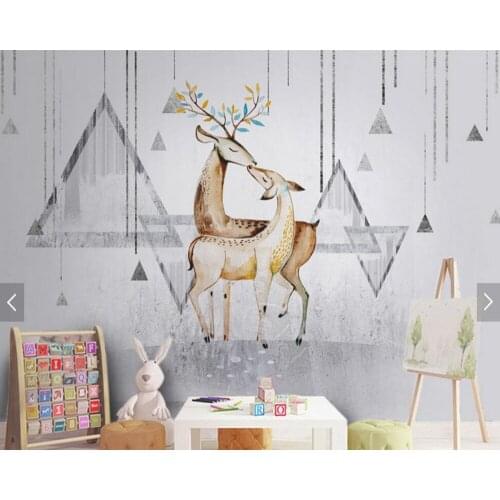 Nordic abstract elk geometric figure wallpaper,living room kids bedroom TV wall bar coffee shop custom mural papel de parede