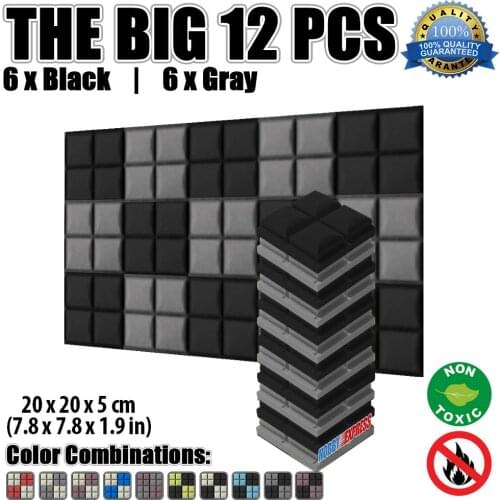 Arrowzoom 20 x 20 x 5 cm (7.8 x 7.8 x 1.9 in) Hemisphere Grid Studio Tile Panel Acoustic Sound-Absorbing Foam 12 pcs Set KK1040