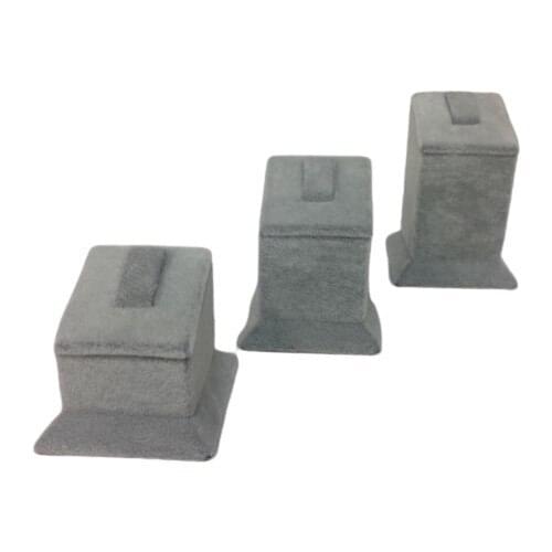 Enlightened Decor New Domestic Suede Gray Three Teams Ring Display Stand (Aydındecor)