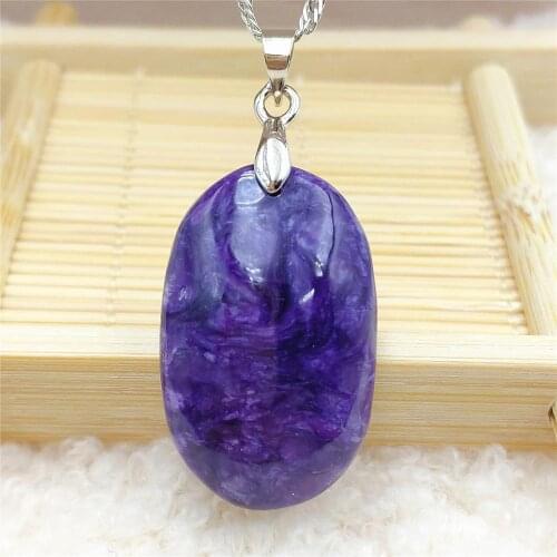 Rare Natural Charoite Purple Women Oval Pendant 30x19x9mm From Russia Necklace Jewelry Fashion Bead AAAAA