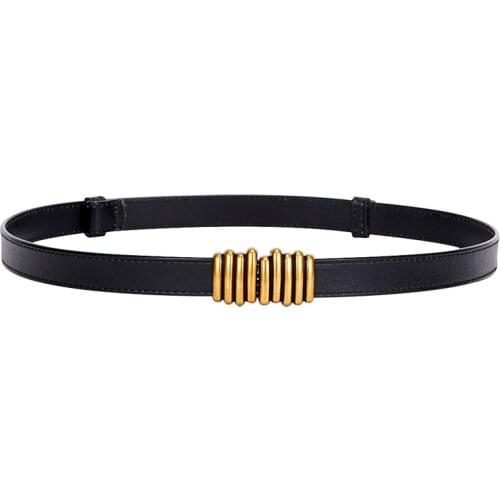 New Casual Dress Jeans Belt Lady Brown Fashion Luxury Vintage Genuine Leather Waistband Adjustable Cowskin Cummerbunds For Women