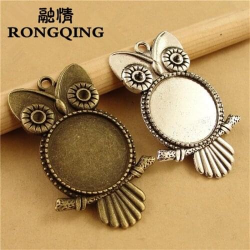 RONGQING 25mm 20pcs/lot owl Retro Tray DIY Accessories Wholesale Craft