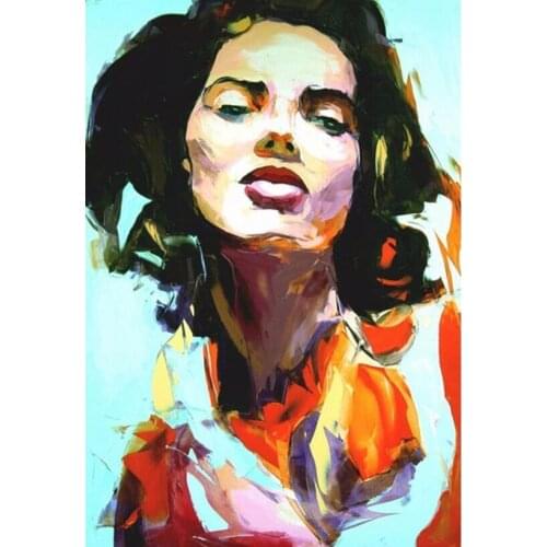 Hand Painted Palette knife portrait Cool Face Art Untitled 34 Francoise Nielly Designer Oil painting canvas Wall Decor BedRoom
