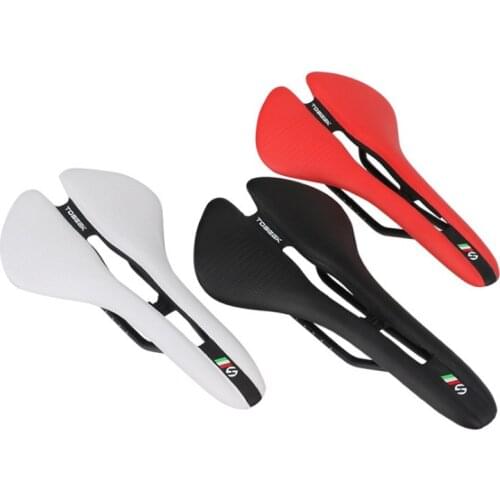 Road Bicycle Saddle Seat Hollow Breathable Comfortable MTB Bike Cushion Cycling Seat Shockproof Bicycle Air Guide Groove Saddle