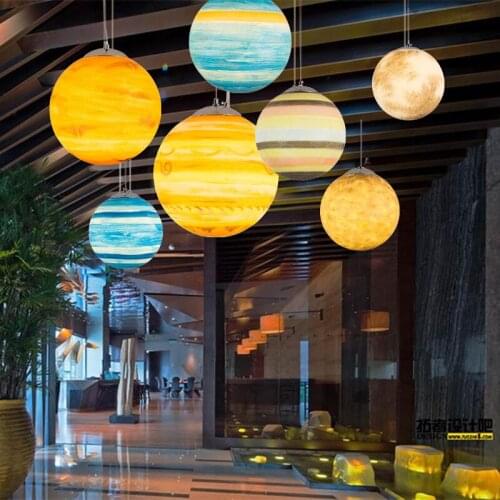 Special lighting for eight planets, earth, sun, planet chandelier, kindergarten, childrens room, hotel, restaurant