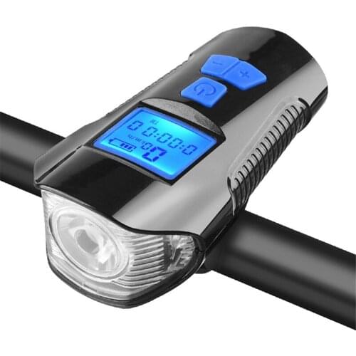 Waterproof Bicycle Light USB Rechargeable Bike Front Light Flashlight With Bike Computer LCD Speedometer Cycling Head Light Horn
