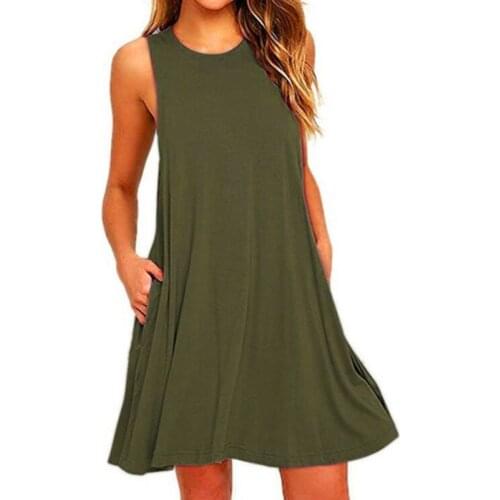 Womens Summer Casual Swing T-Shirt Dresses Beach Cover up with Pockets