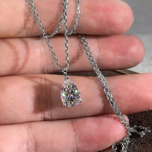 Female White Zircon Pendant Necklace Rose Gold Silver Color Chain Necklace Cute Crystal Water Drop Wedding Necklaces For Women