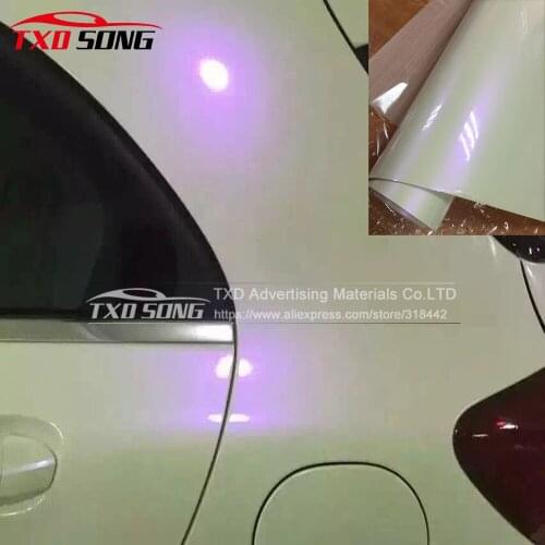 10/20/30/40/50/60CM/Lot Premium quality Chameleon Viny film Pearl White Chameleo glossy vinyl film White to Purple by free ship