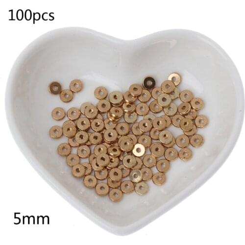 100Pcs Metal Smooth Flat Spacer Disc Heishi Rondelle Beads Diy Jewelry Findings