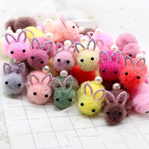 11pcs/lot 3x4.5cm Mesh fabric Lovely Rabbit Appliques for clothing DIY handmade Children Hair Accessories and Clothes Sewing