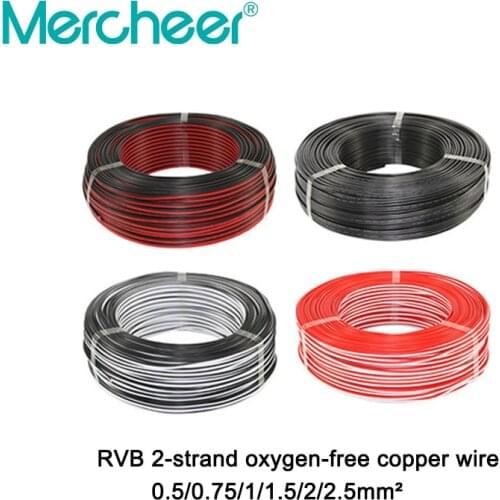 2Pin Oxygen-free Copper Electric Wire Red Black Cable 20/19/18/16/14 AWG Flexible Power Cord for Speaker,Audio,Led Lights,DIY