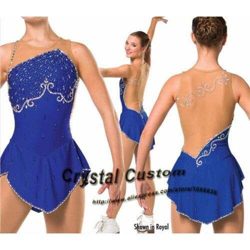 2016 Custom Blue Figure Skating Dresses With Spandex New Brand Vogue Figure Skating Competition Dress Customized DR2999