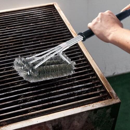 2021 Steel BBQ Grill Kit Cleaning Brush Outdoor Camping Barbecue Cooking Cleaner Tools Wire Cleaning Brushes Barbecue Accessorie
