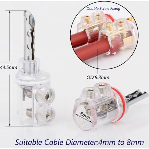 4pcs Hifi Transparent Rhodium plated audio BFA banana Cover Audio Banana Plug 1Set 4mm for speaker cable without Box