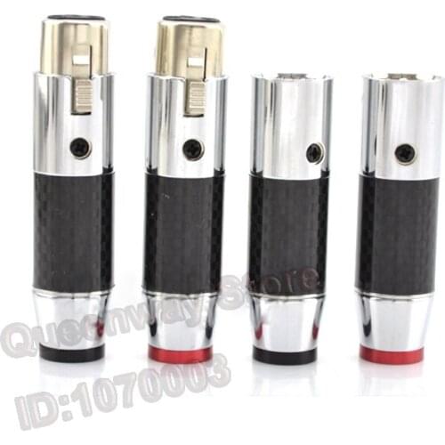 4PCS Rhodium-plated white gold XLR balance head Carbon fiber canon male and female plug High-end balanced line plug