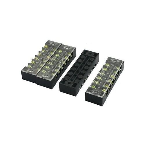 600V 15A 2 Row 6 Positon 12 Screws Barrier Cable Terminal Block 4 Pcs