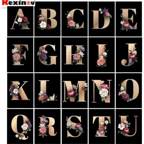 Full Square/Round Drill 5D DIY Diamond Painting " Alphabet Text Flower " 3D Diamond Embroidery Cross Stitch Home Decor Gift