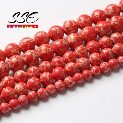 Turquoises Orange Natural Stone Sea Sediment Jaspers Beads Round Loose Beads For Jewelry Making DIY Woman Bracelet 4/6/8/10/12mm