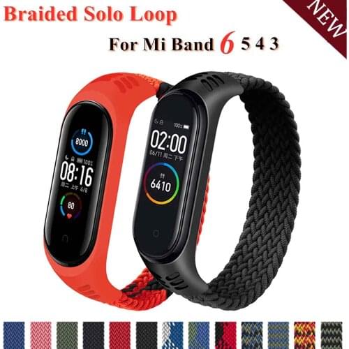 Bracelet for Mi band 6 5 Strap Nylon Braided Solo Loop pulseira bracelet Miband4 Miband5 Wristband for xiaomi Mi band 4 3 strap
