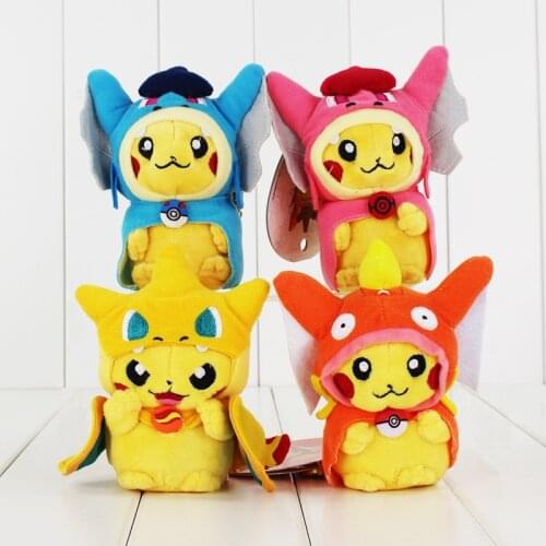 14cm Pokemon Pikachu Cosplay Charizard Magikarp Gyarados Pendants Key Chains Plush Toys Soft Stuffed Animals Doll